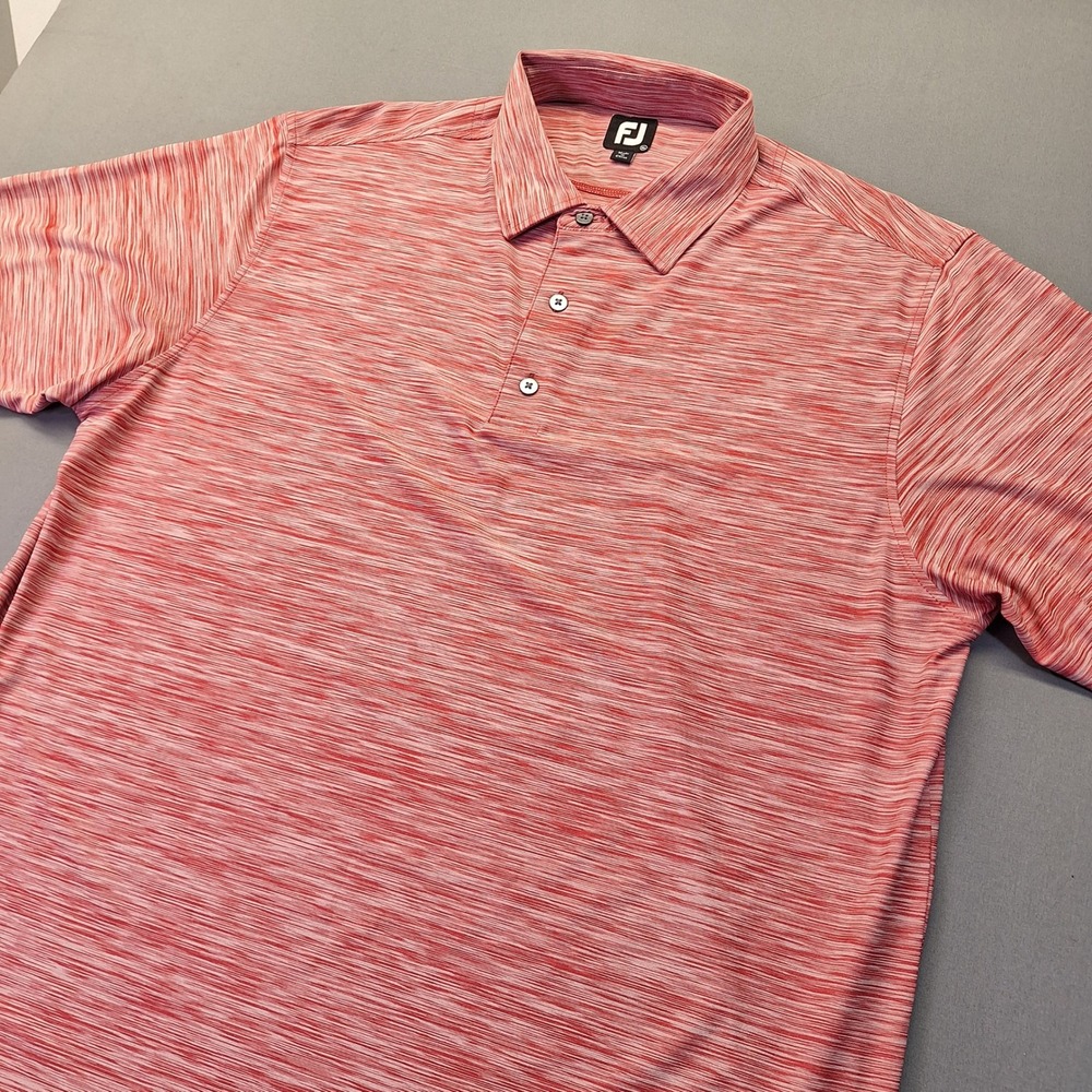FootJoy Mens ProDry Golf Polo XL Red White Space Dye Heathered Short Sleeve